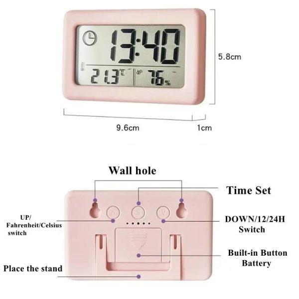 12/24H Clock Battery Powered Electronic LED Clock Bedroom Thermometer Hygrometer Digital Bedside Clocks Home Decor Garden - Image 4