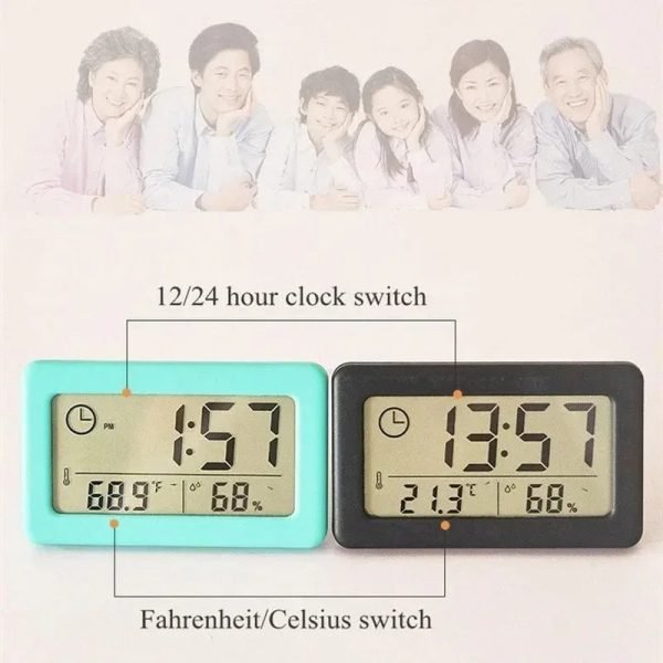 12/24H Clock Battery Powered Electronic LED Clock Bedroom Thermometer Hygrometer Digital Bedside Clocks Home Decor Garden - Image 2