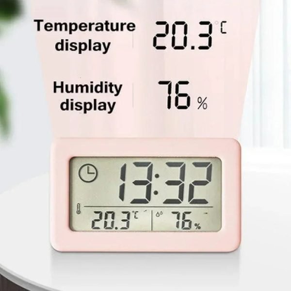 12/24H Clock Battery Powered Electronic LED Clock Bedroom Thermometer Hygrometer Digital Bedside Clocks Home Decor Garden - Image 3