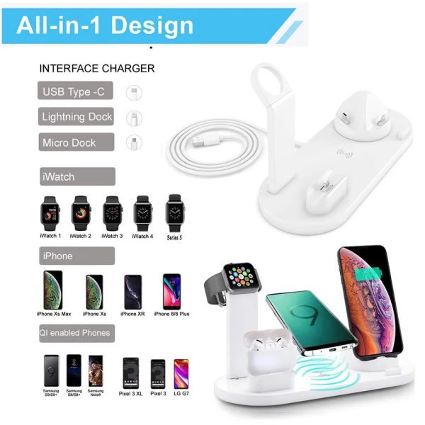 30W 7 in 1 Wireless Charger Stand Pad For iPhone 14 13 12 11 XR Apple Watch Airpods Pro iWatch 8 7 6  Fast Charging Dock Station - Image 2