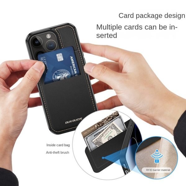 3In1 Magnetic for MagSafe Leather Phone Case  With Card Holder For IPhone - Image 3