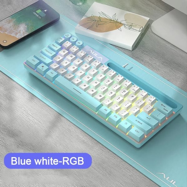 AULA F3061 RGB 61 Keys Membrang Wired Keyboard USB Gaming computer for Laptop Connection Pc gamer Small size Keypad pink blue - Image 7