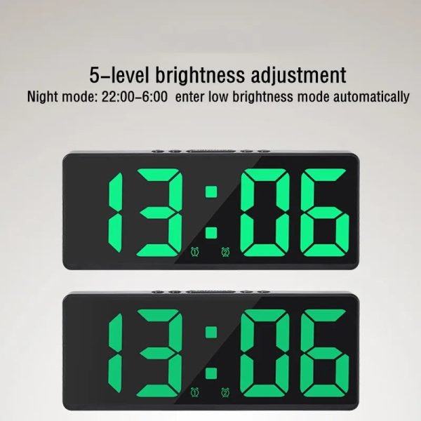 Acrylic/Mirror Digital Alarm Clock Voice Control (Powered By Battery) Table Clock Snooze Night Mode 12/24H Electronic LED Clocks - Image 5