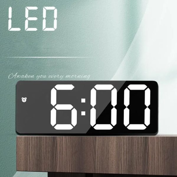 Acrylic/Mirror Digital Alarm Clock Voice Control (Powered By Battery) Table Clock Snooze Night Mode 12/24H Electronic LED Clocks - Image 3