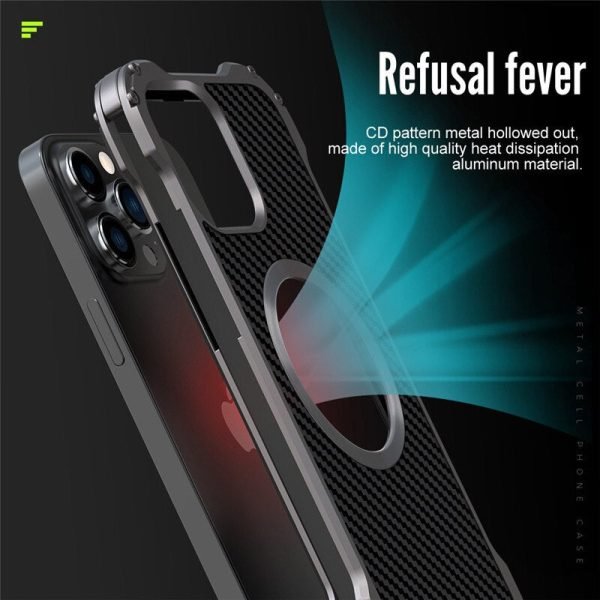 Aluminium Alloy Metal Phone Case Carbon Fiber Cover Lens Protector For iPhone - Image 5