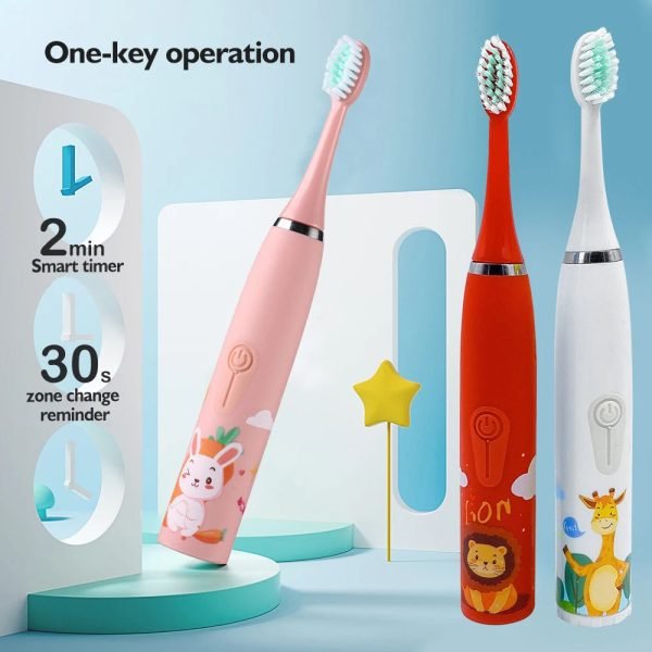 Children Electric Toothbrush With Replace Soft Brush Heads Kids Rechargeable Cartoon Cleaning Teeth Ultrasonic Sonic Toothbrush - Image 5