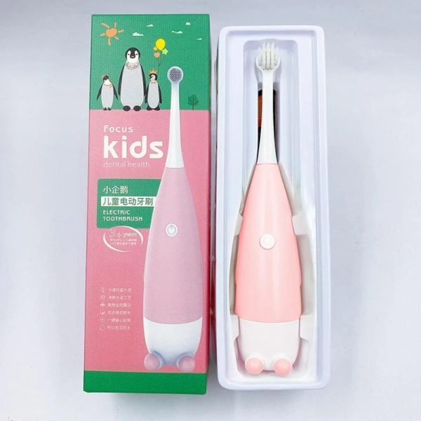 Children Electric Toothbrush for 3-15 Ages Kids Cute Cartoon Penguin Pattern with Soft Replacement Heads Sonic AAA Dry Battery - Image 19