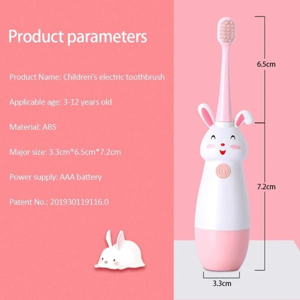 Children Sonic Electric Toothbrush for 3-12 Ages Kids Cartoon Rabbit Pattern Kids with Soft Replacement Heads Toothbrushes J257 - Image 10