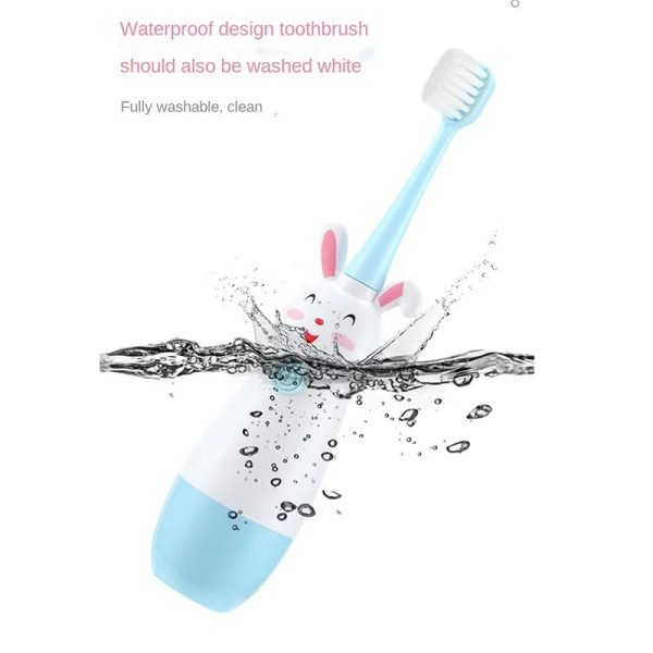 Children Sonic Electric Toothbrush for 3-12 Ages Kids Cartoon Rabbit Pattern Kids with Soft Replacement Heads Toothbrushes J257 - Image 2