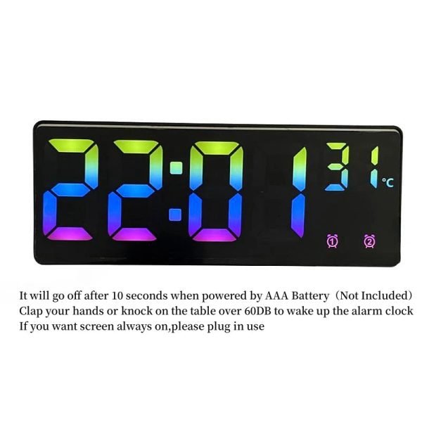 Colorful Digital Alarm Clock Voice Control Temperature Date Dual Alarm Snooze Table Clock Night Mode 12/24H LED Clock Watch - Image 7