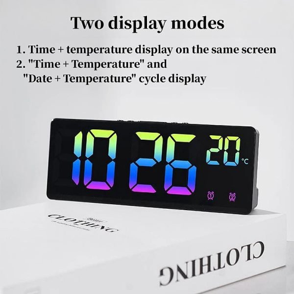 Colorful Digital Alarm Clock Voice Control Temperature Date Dual Alarm Snooze Table Clock Night Mode 12/24H LED Clock Watch - Image 5