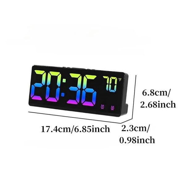 Colorful Digital Alarm Clock Voice Control Temperature Date Dual Alarm Snooze Table Clock Night Mode 12/24H LED Clock Watch - Image 6