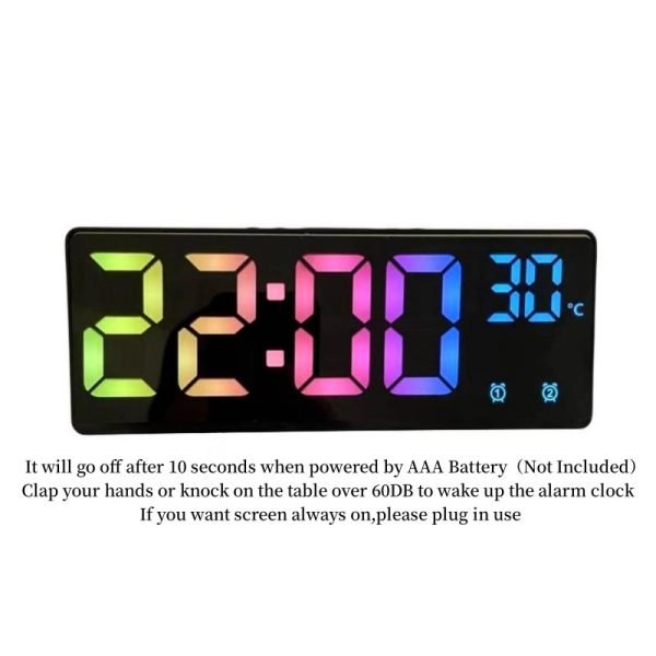 Colorful Digital Alarm Clock Voice Control Temperature Date Dual Alarm Snooze Table Clock Night Mode 12/24H LED Clock Watch - Image 8