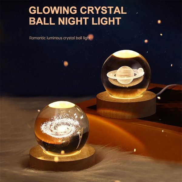 Crystal Ball Night Lights Glowing Planet Galaxy Astronaut 3D Moon Table Lamp USB Atmosphere Lamp Tabletop Decorations Kid Gifts - Image 2