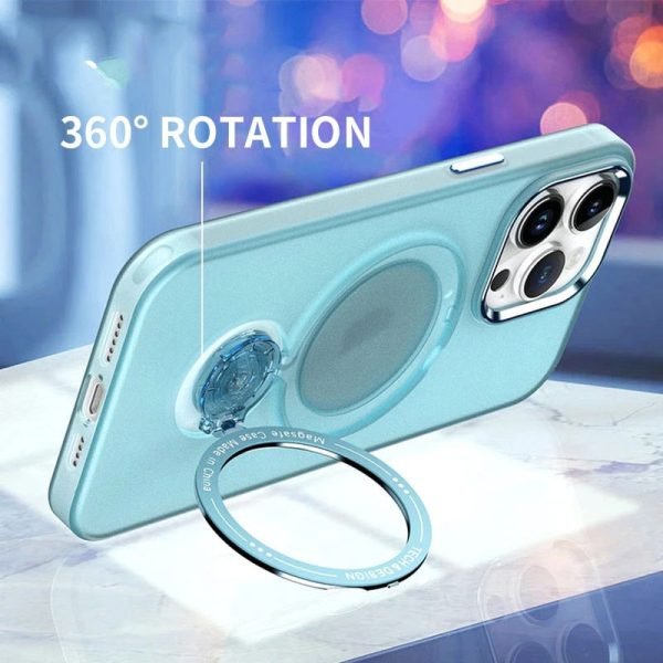 Foldable Ring 360° Rotation Magnetic Stand Matte Phone Case For iPhone - Image 9