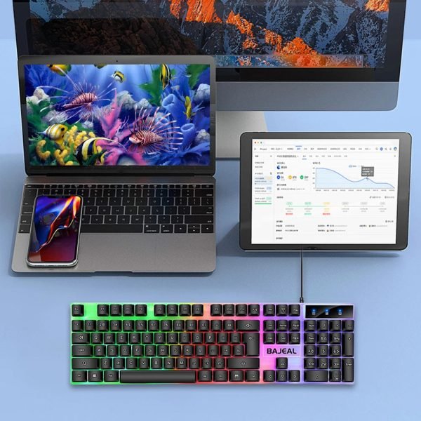 Gaming Keyboard 98 Keys Mechanical Keyboard 1.5m Cable Wired USB Keyboard Seven Color Lights for Computer Laptop for PC Gamer - Image 3