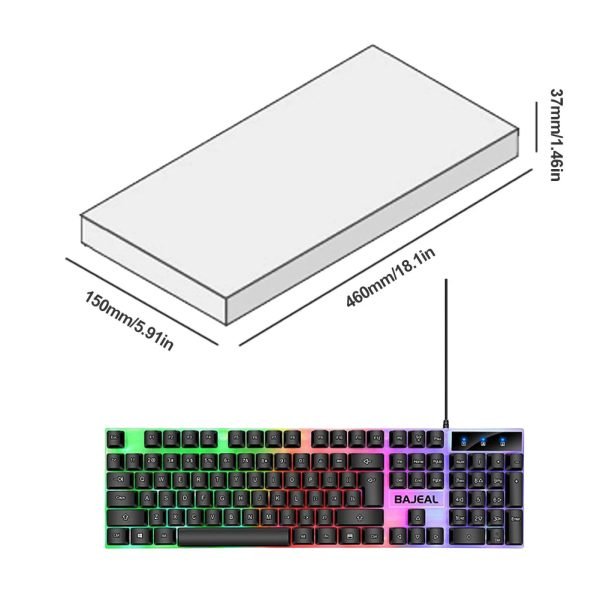 Gaming Keyboard 98 Keys Mechanical Keyboard 1.5m Cable Wired USB Keyboard Seven Color Lights for Computer Laptop for PC Gamer - Image 6