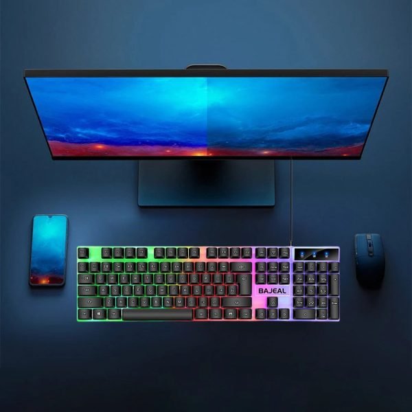 Gaming Keyboard 98 Keys Mechanical Keyboard 1.5m Cable Wired USB Keyboard Seven Color Lights for Computer Laptop for PC Gamer - Image 2